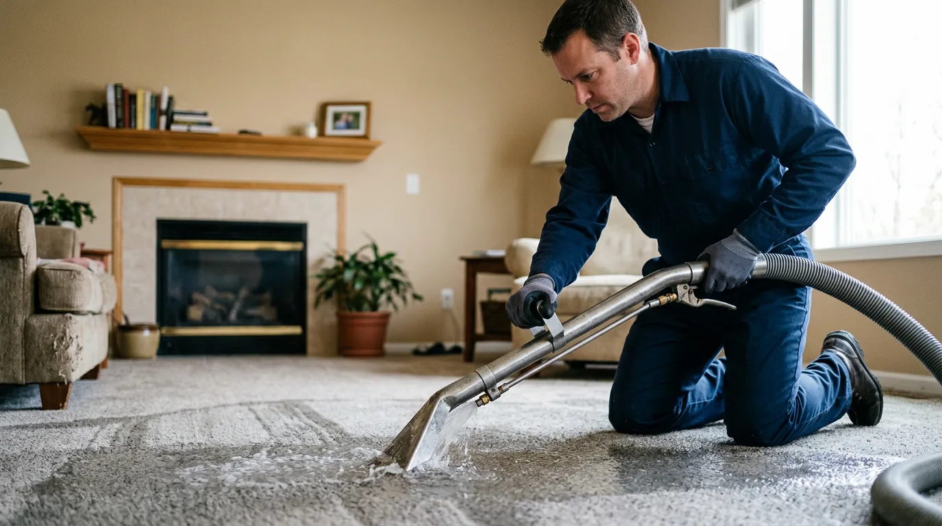 Water damage restoration technician working near Owensville, MO